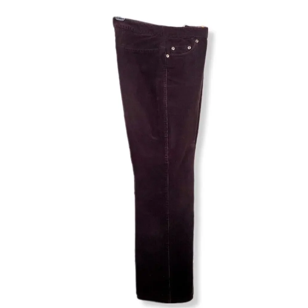 Women 90s Y2K Brown Straight Leg Fine Corduroy Pant 4P Country Fall Cabincore
